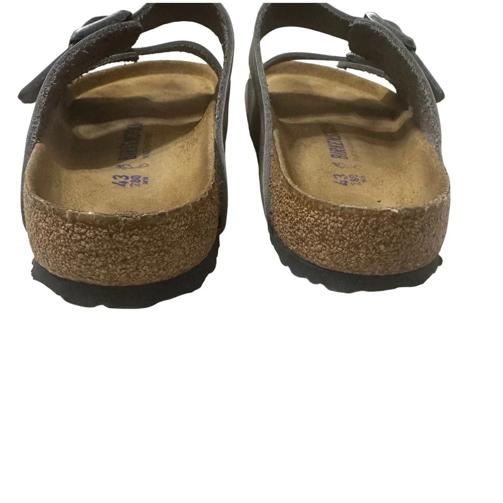 Birkenstock Arizona Sandals Mens 43 10 Tobacco Brown Oiled Leather Slide